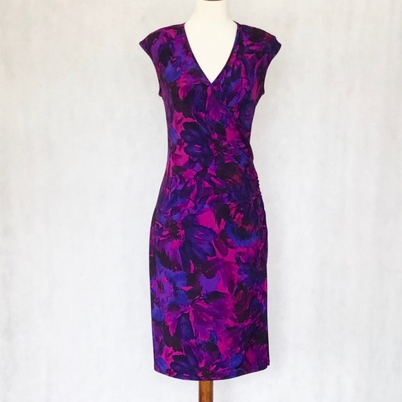 Chaps Dresses & Skirts - CHAPS Faux Wrap Side Ruched Sleeveless Dress